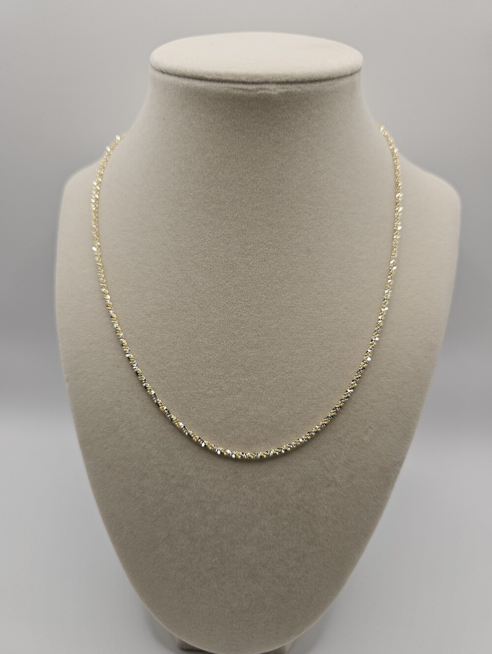 S925 And Gold Diamond Cut Necklace 16 Inches